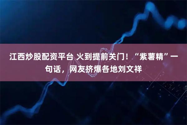 江西炒股配资平台 火到提前关门！“紫薯精”一句话，网友挤爆各地刘文祥